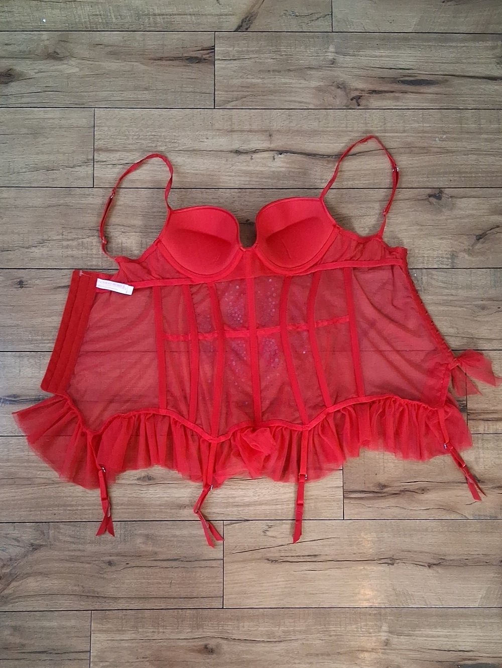 Victoria's Secret Runway Red Push-up Crystals Corset Garter Mini Dress Sexy 34C - Picture 14 of 16